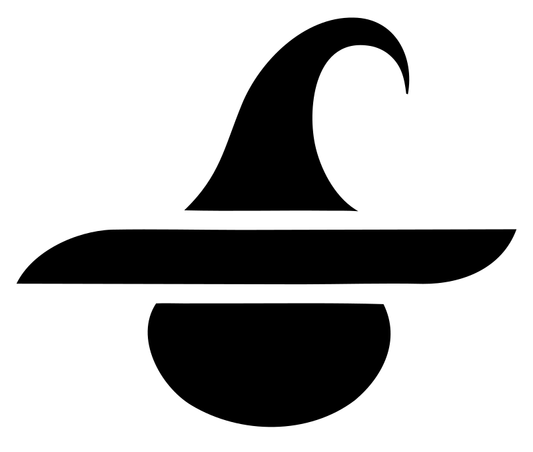 Split Brim Silhouette Witch Hat Badge