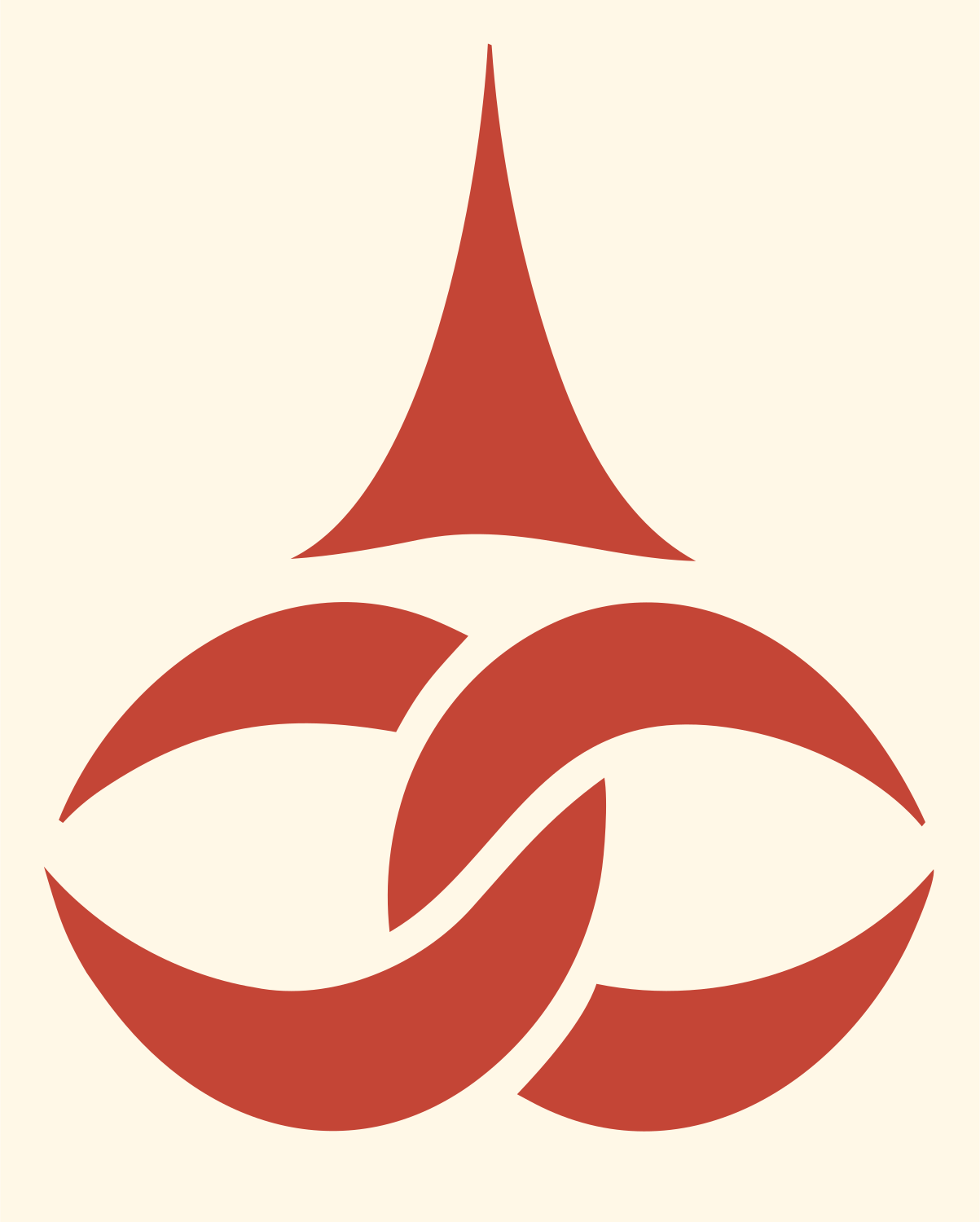 Interlocking Crescent Spire Witch Hat Icon #fff8e7/#c44536