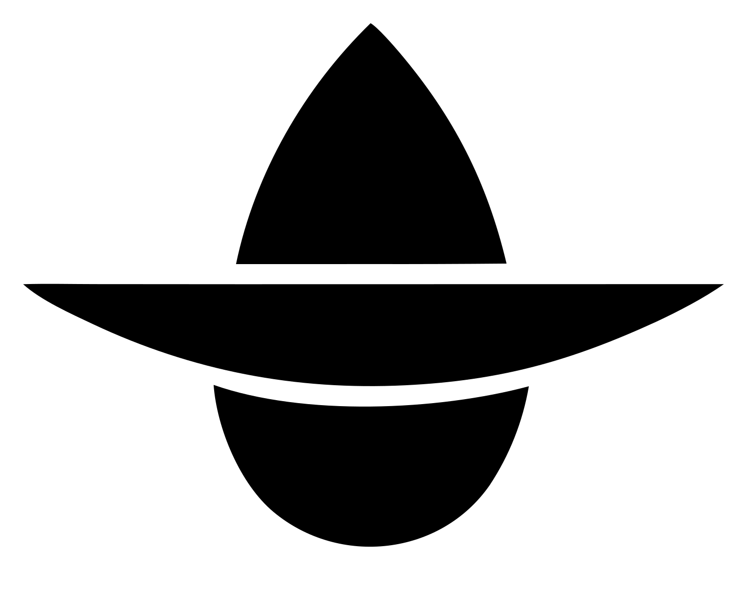 Flat Brim Teardrop Witch Hat Logo #ffffff/#000000