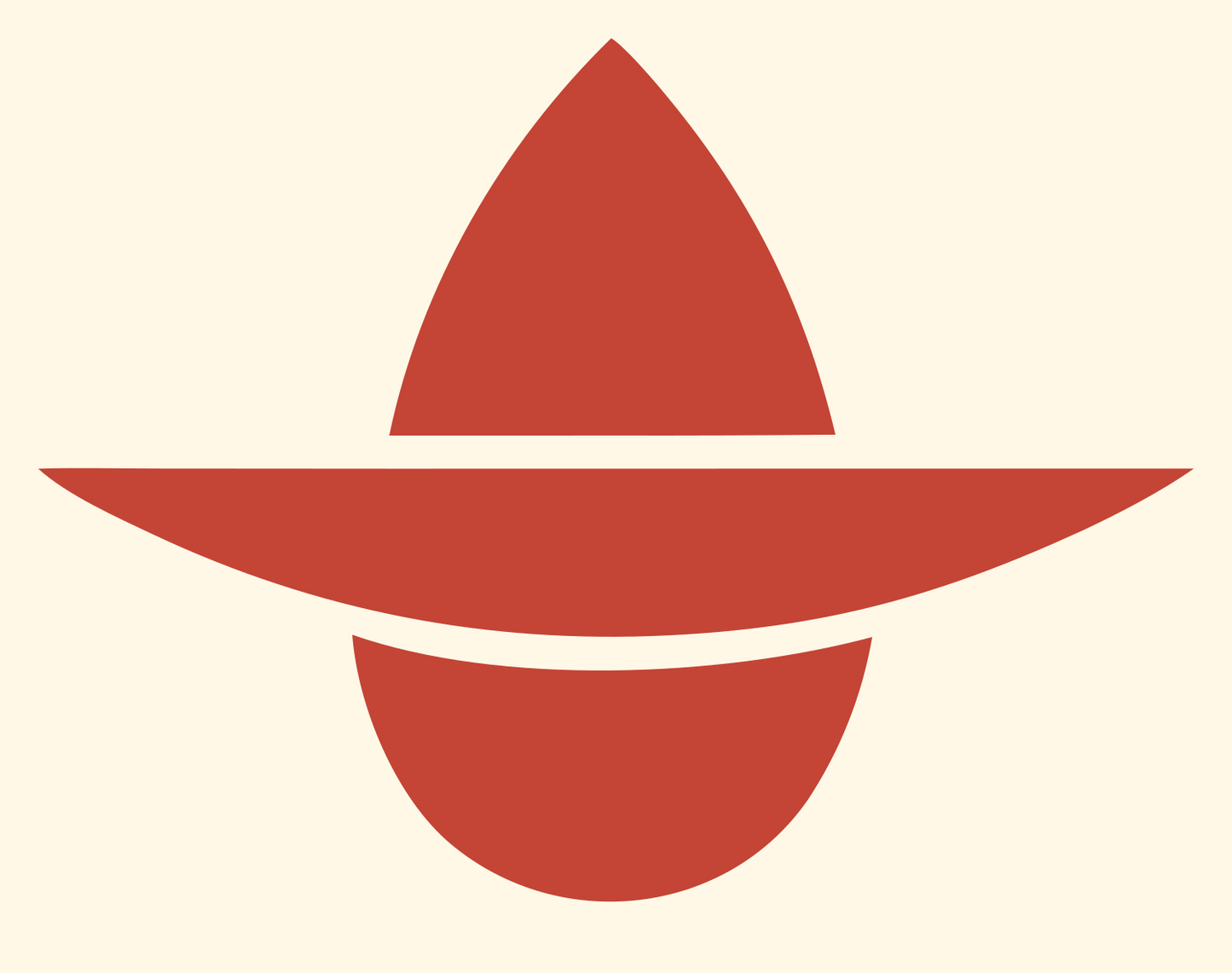 Flat Brim Teardrop Witch Hat Logo #fff8e7/#c44536
