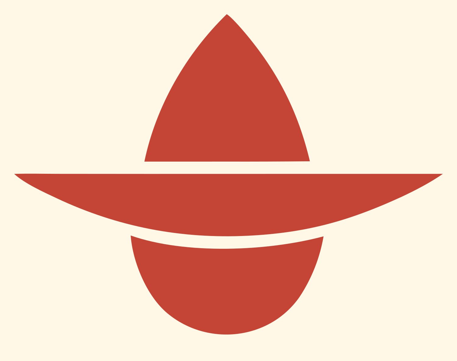 Flat Brim Teardrop Witch Hat Logo #fff8e7/#c44536