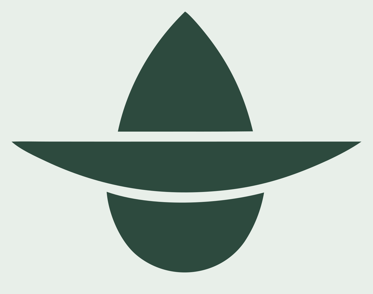 Flat Brim Teardrop Witch Hat Logo #e8efe9/#2d4a3e