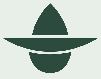 Flat Brim Teardrop Witch Hat Logo #e8efe9/#2d4a3e