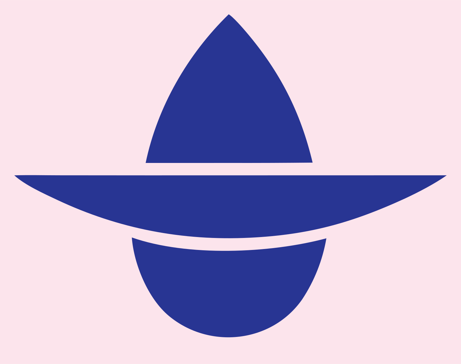 Flat Brim Teardrop Witch Hat Logo #fce4ec/#283593