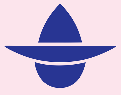 Flat Brim Teardrop Witch Hat Logo #fce4ec/#283593