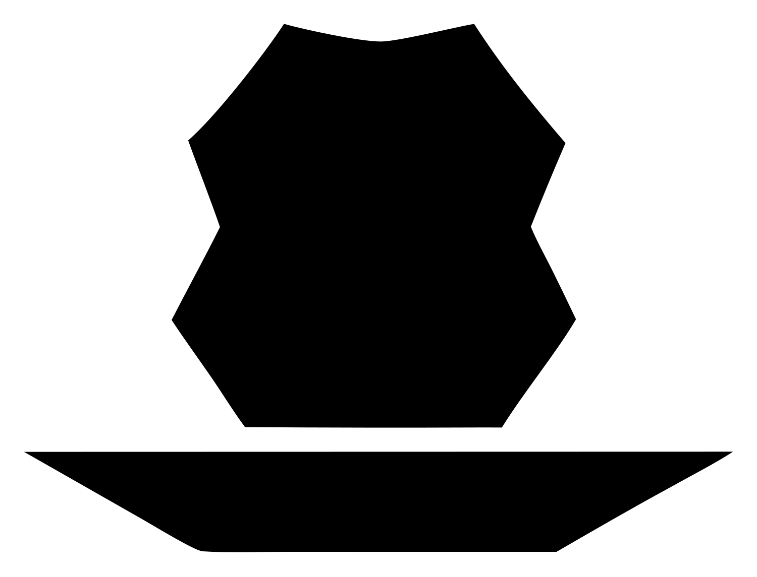 Blocky Faceted Polygon Witch Hat Badge #ffffff/#000000