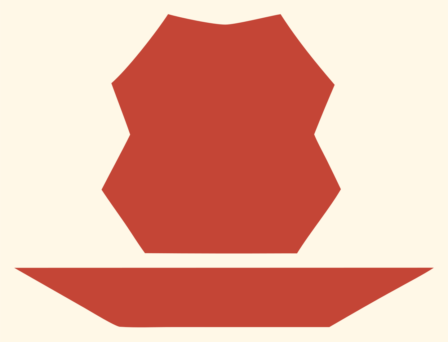 Blocky Faceted Polygon Witch Hat Badge #fff8e7/#c44536