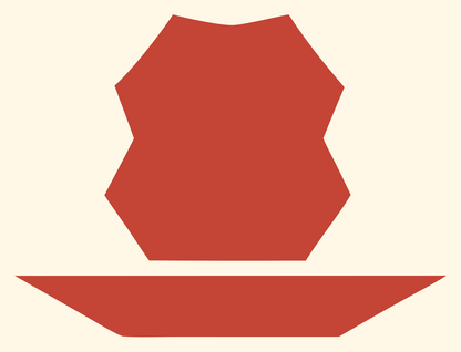 Blocky Faceted Polygon Witch Hat Badge #fff8e7/#c44536