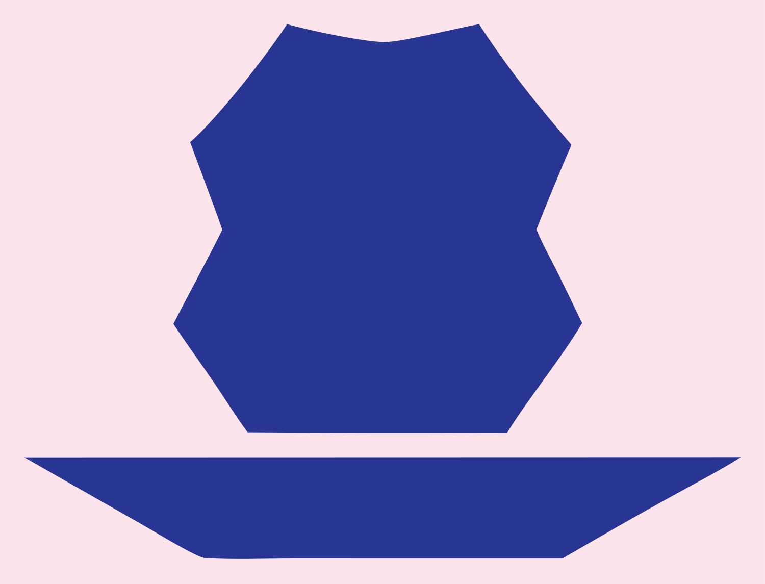 Blocky Faceted Polygon Witch Hat Badge #fce4ec/#283593