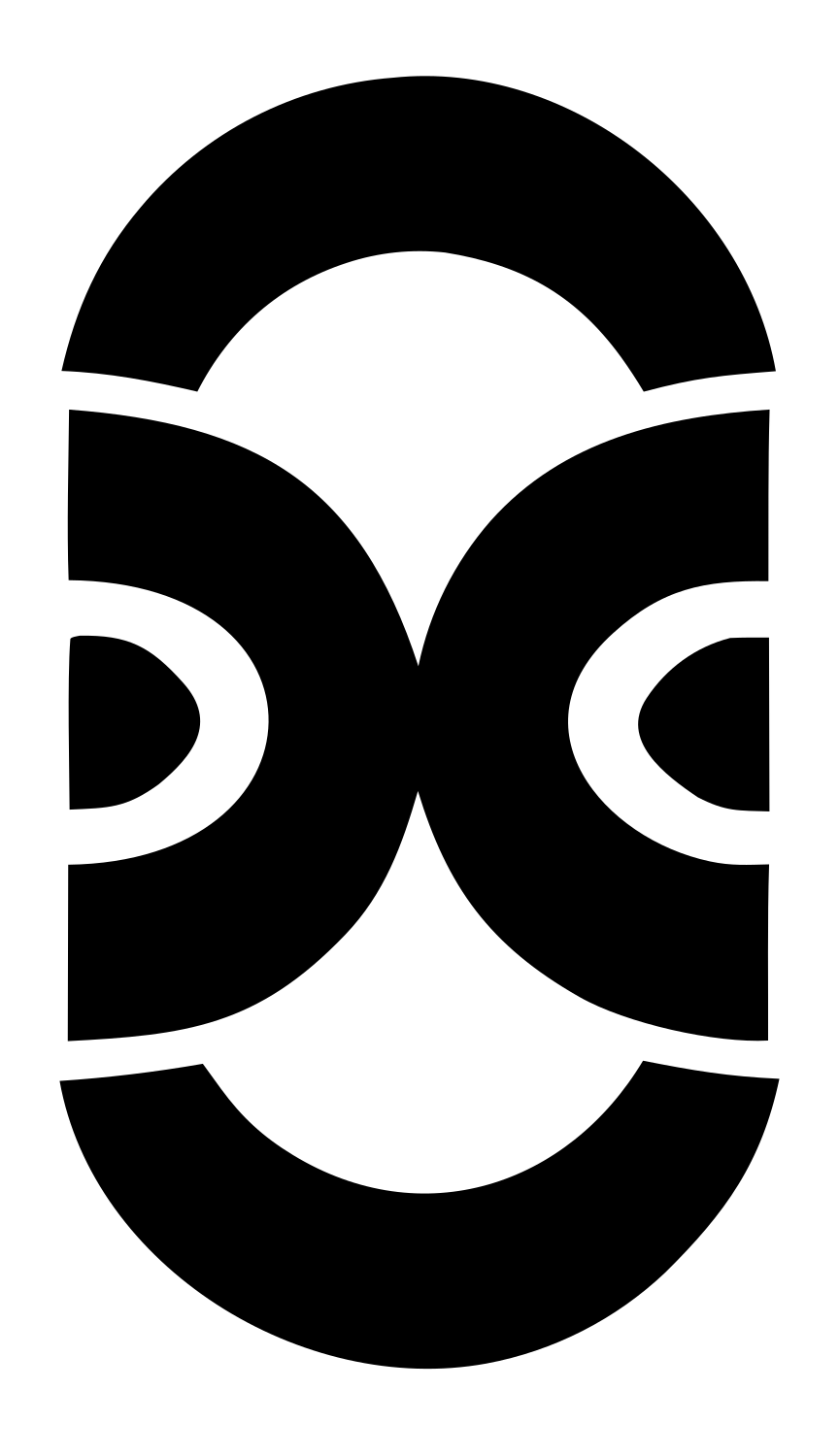 Pictogram Stacked Oval Eyes Totem Badge #ffffff/#000000