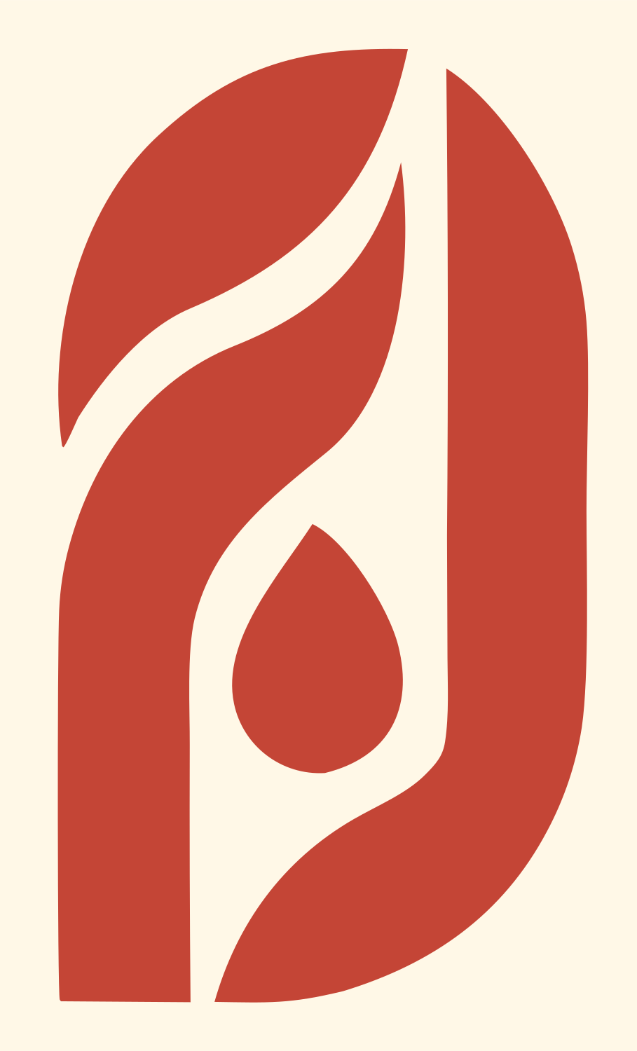 Pictogram Flame Drop Serpentine Flow Crest #fff8e7/#c44536