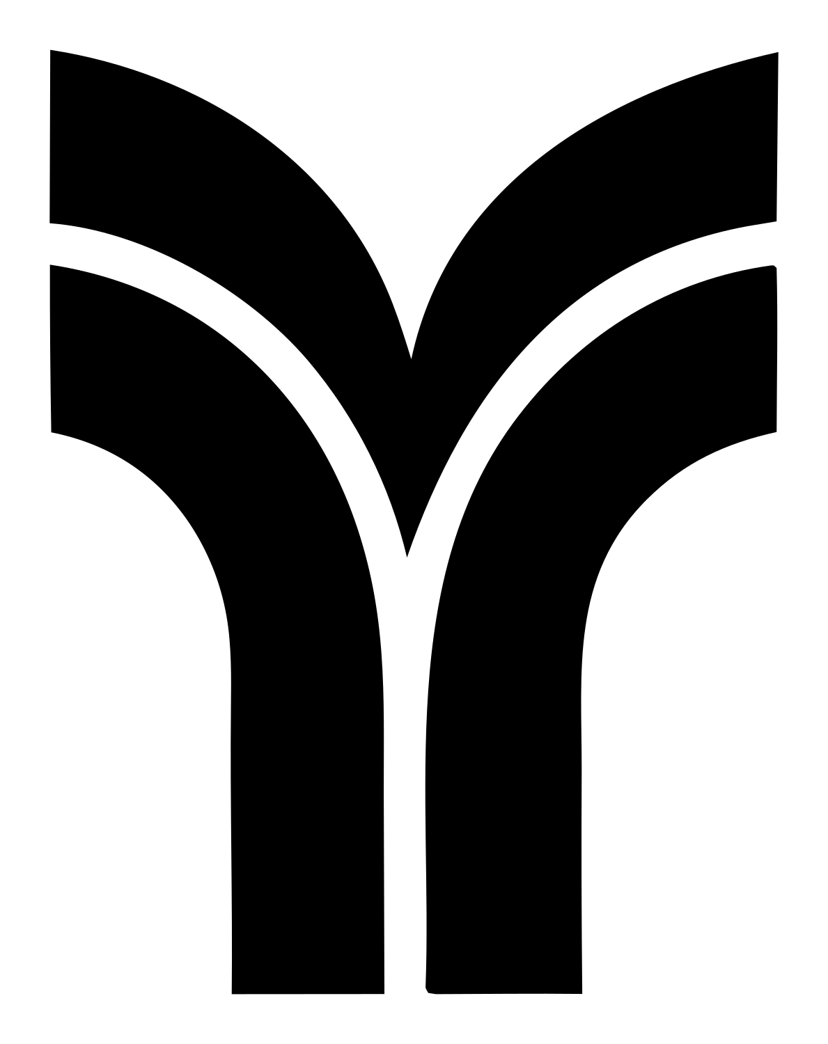 Pictogram Split Tree Trunk Branching Mark #ffffff/#000000
