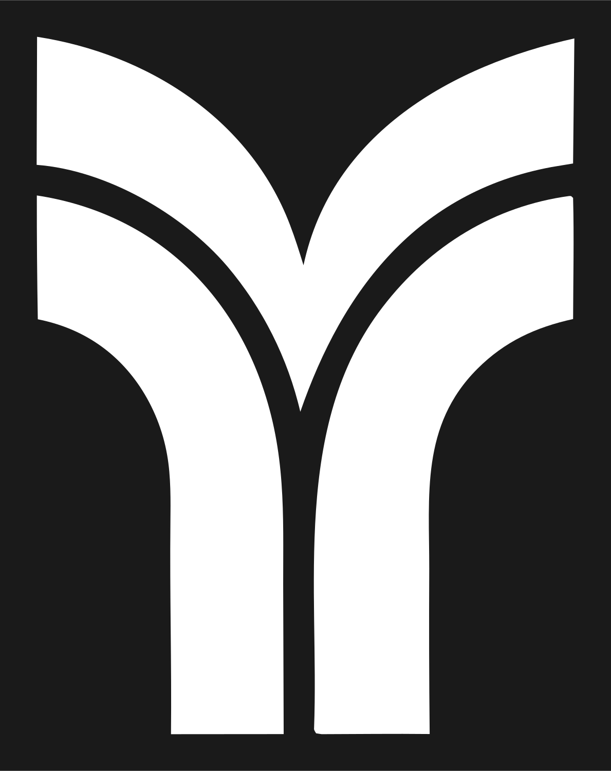 Pictogram Split Tree Trunk Branching Mark #1a1a1a/#ffffff