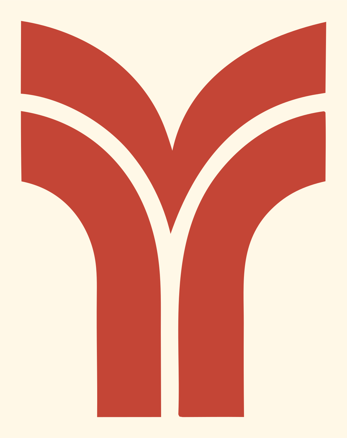 Pictogram Split Tree Trunk Branching Mark #fff8e7/#c44536