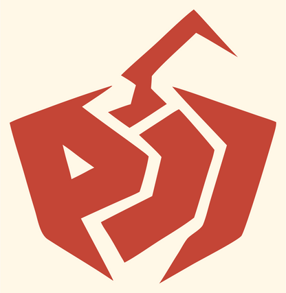 Industrial Fractured Pumpkin Shield Emblem #fff8e7/#c44536