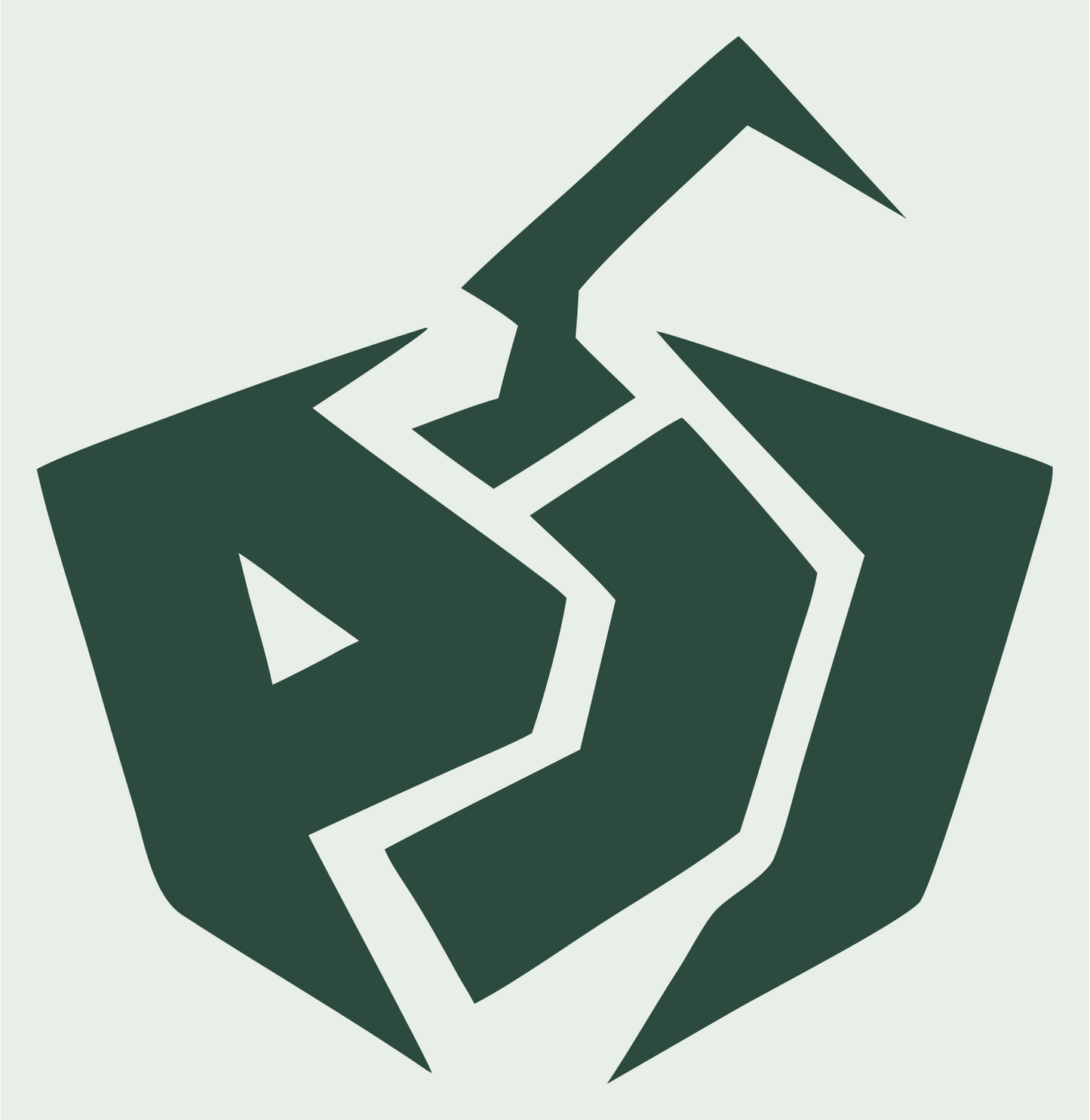 Industrial Fractured Pumpkin Shield Emblem #e8efe9/#2d4a3e