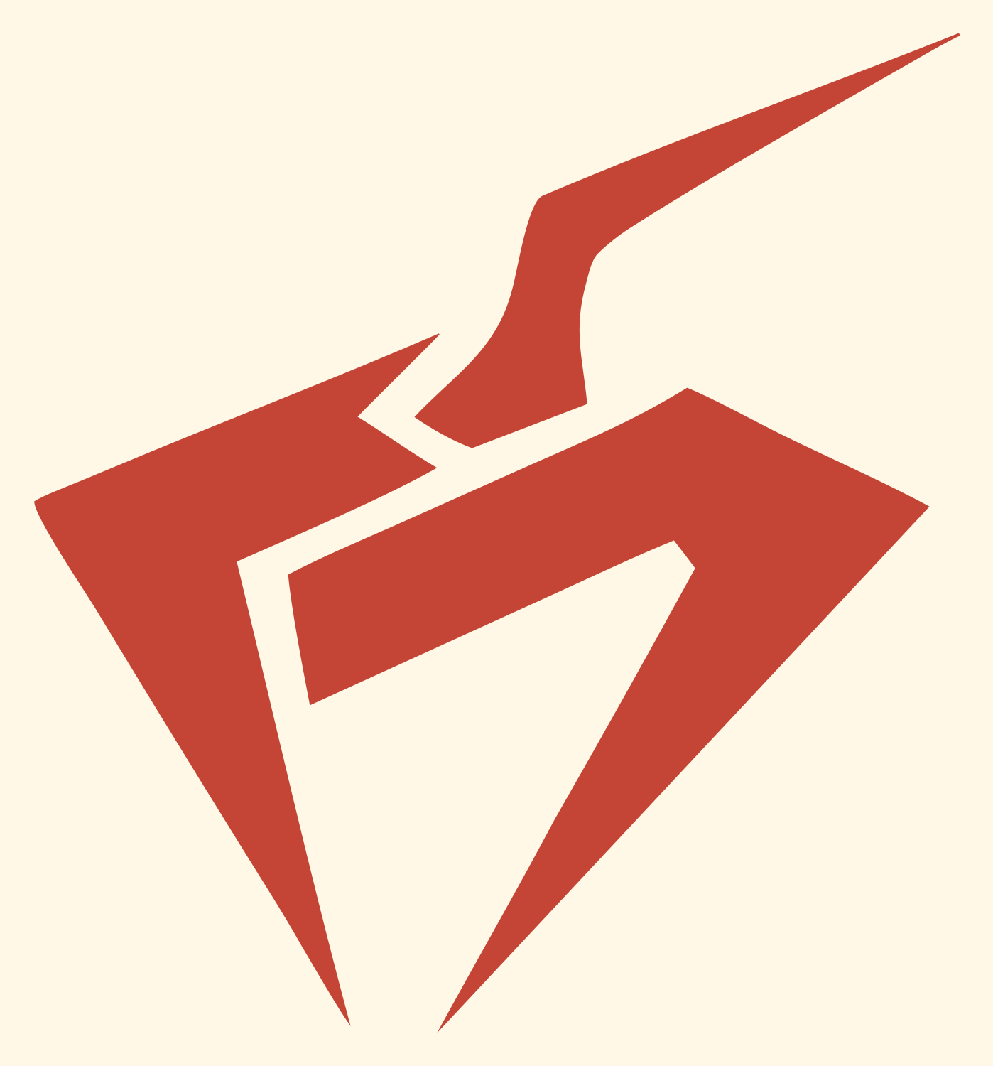 Angular Cracked Pumpkin Fragment Industrial Badge #fff8e7/#c44536