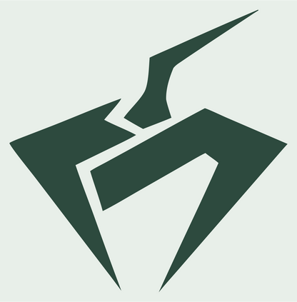 Fractured Angular Pumpkin Spike Industrial Mark #e8efe9/#2d4a3e