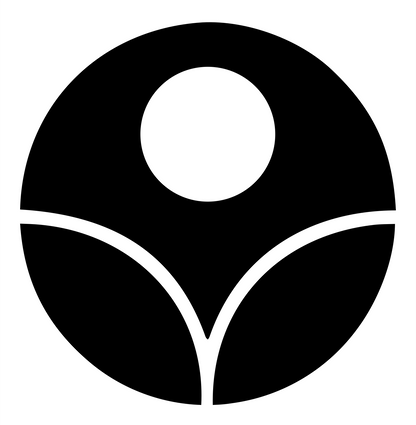 Bold Circle Sun Rising Plant Emblem #ffffff/#000000