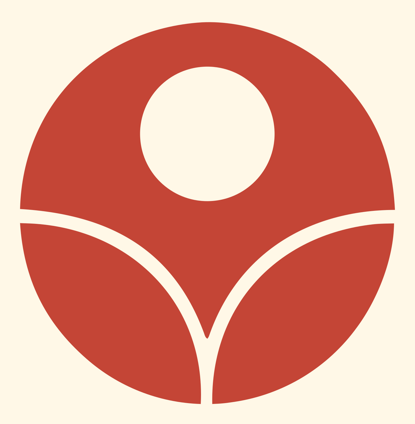 Bold Circle Sun Rising Plant Emblem #fff8e7/#c44536