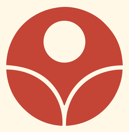 Bold Circle Sun Rising Plant Emblem #fff8e7/#c44536