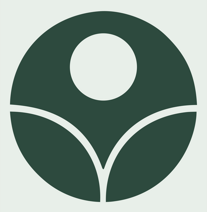 Bold Circle Sun Rising Plant Emblem #e8efe9/#2d4a3e