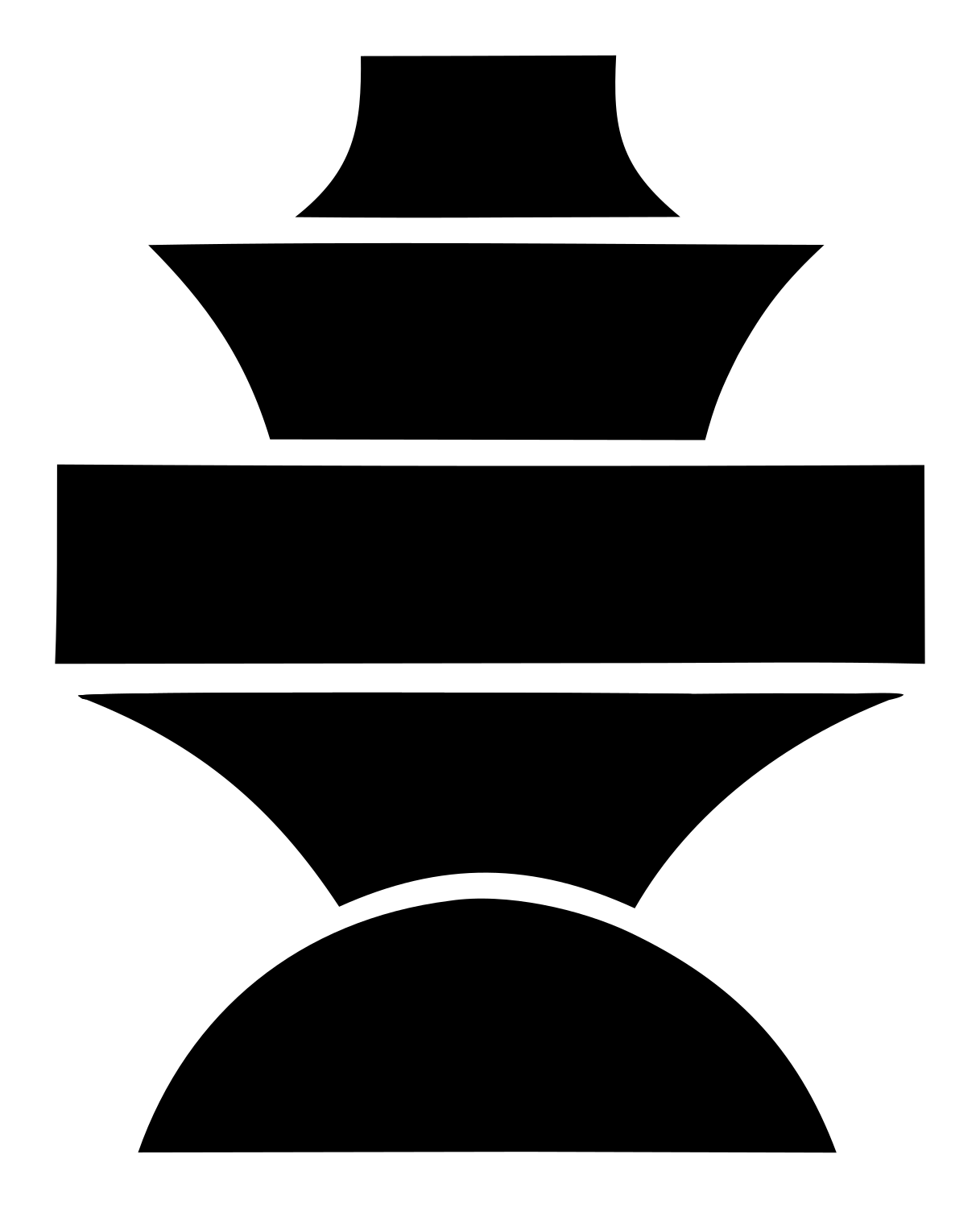 Stacked Tiered Genie Lamp Silhouette Badge #ffffff/#000000