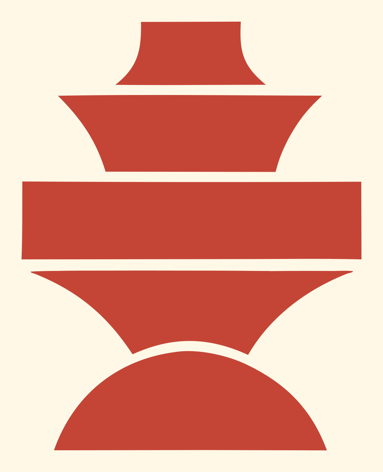 Stacked Tiered Genie Lamp Silhouette Badge #fff8e7/#c44536