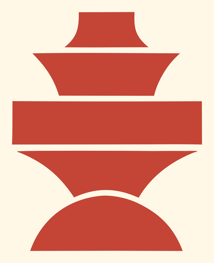Stacked Tiered Genie Lamp Silhouette Badge #fff8e7/#c44536