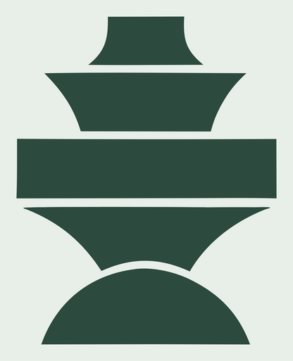 Stacked Tiered Genie Lamp Silhouette Badge #e8efe9/#2d4a3e