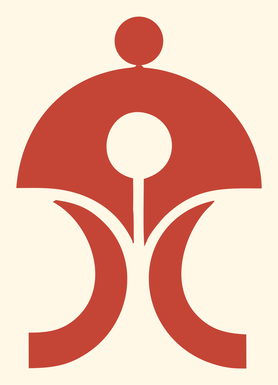 Abstract Human Figure Genie Lamp Crest #fff8e7/#c44536