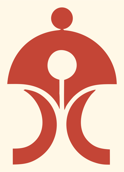 Abstract Human Figure Genie Lamp Crest #fff8e7/#c44536