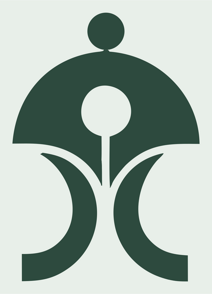 Abstract Human Figure Genie Lamp Crest #e8efe9/#2d4a3e