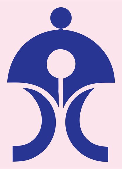 Abstract Human Figure Genie Lamp Crest #fce4ec/#283593