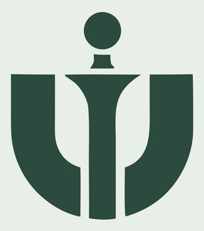 Bold Psi Symbol Genie Lamp Crest #e8efe9/#2d4a3e