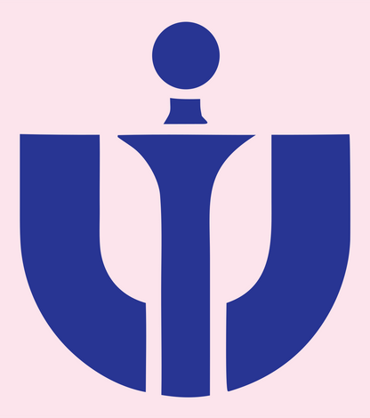 Bold Psi Symbol Genie Lamp Crest #fce4ec/#283593