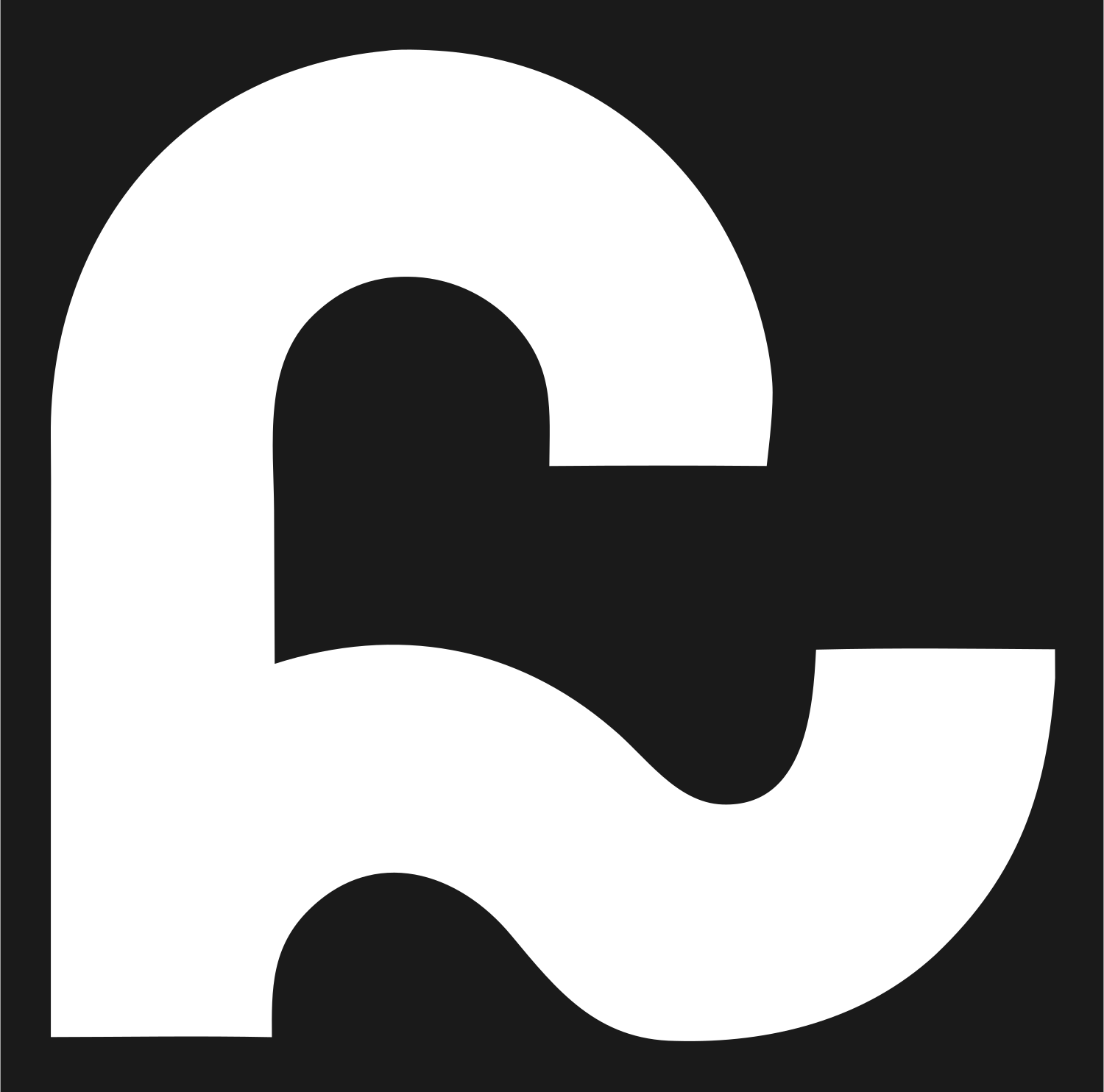 Bold Interlocking Cursive Rune Letter Mark #1a1a1a/#ffffff