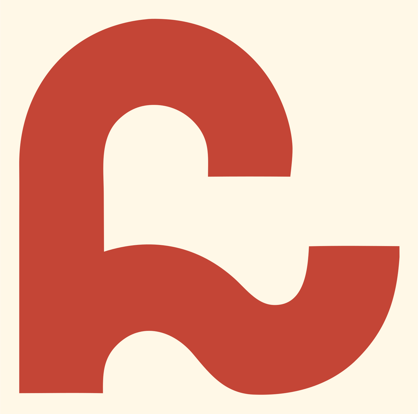 Bold Interlocking Cursive Rune Letter Mark #fff8e7/#c44536