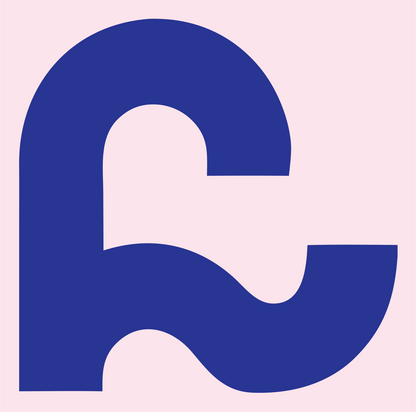 Bold Interlocking Cursive Rune Letter Mark #fce4ec/#283593