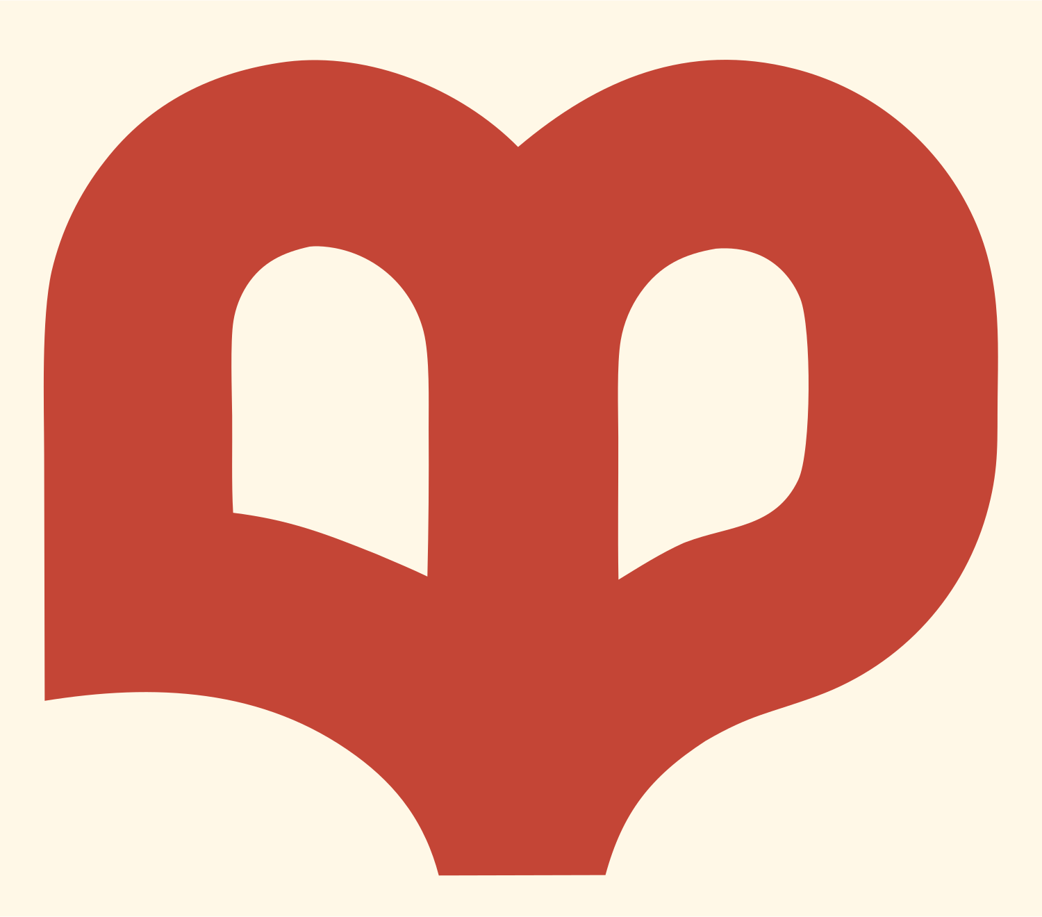 Heart-Shaped Arched Twin Page Book Mark #fff8e7/#c44536