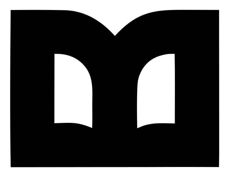 Negative Space Open Book Rectangle Badge