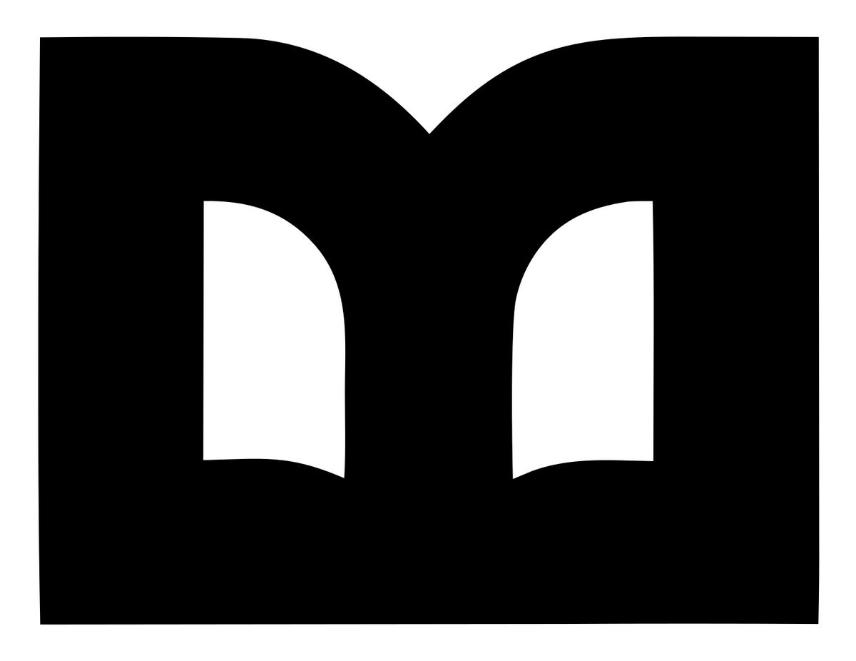 Negative Space Open Book Rectangle Badge #ffffff/#000000