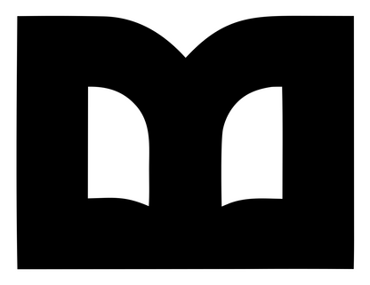 Negative Space Open Book Rectangle Badge #ffffff/#000000