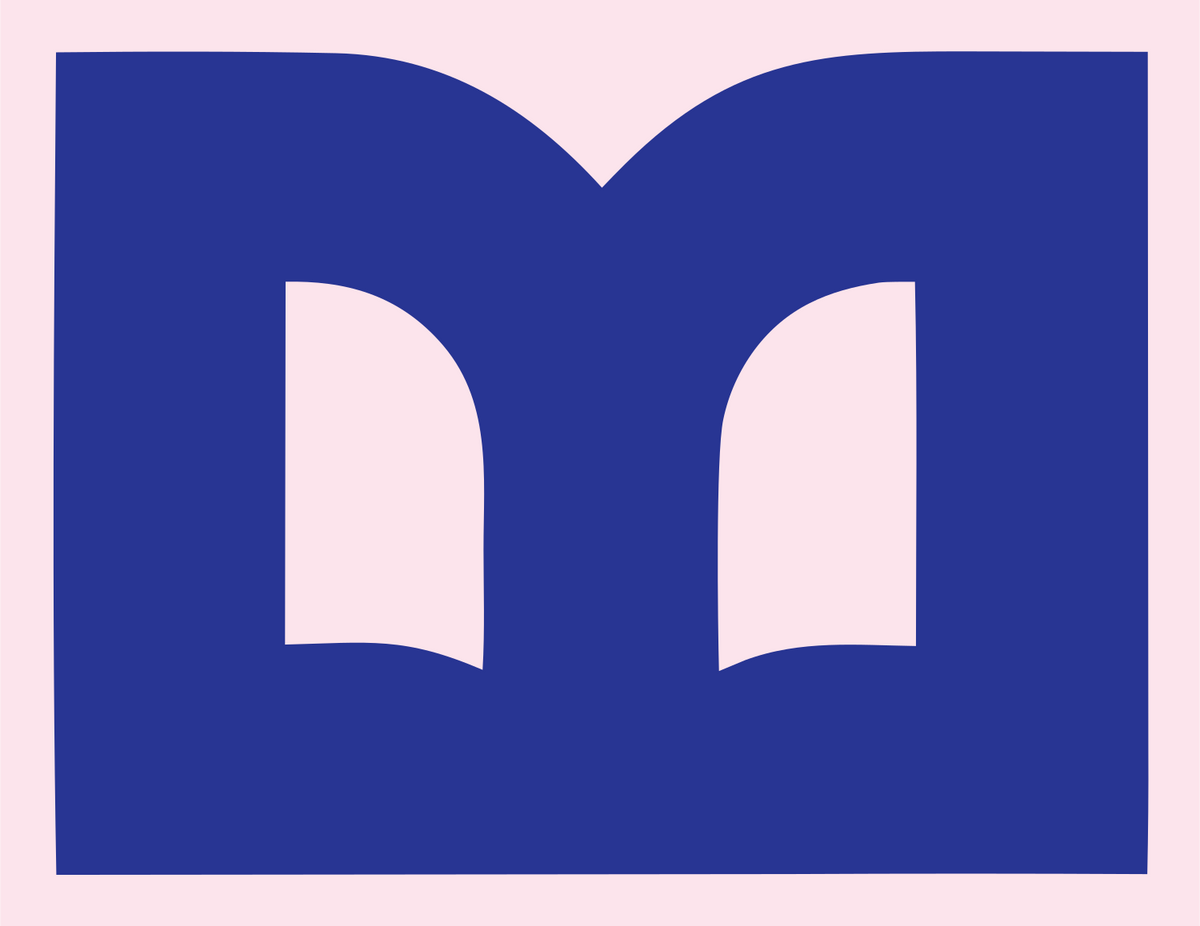 Negative Space Open Book Rectangle Badge #fce4ec/#283593