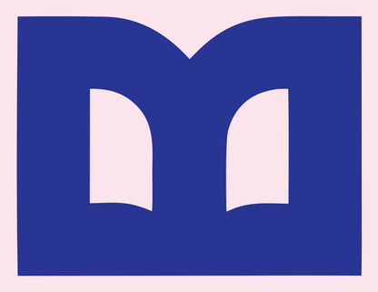 Negative Space Open Book Rectangle Badge #fce4ec/#283593