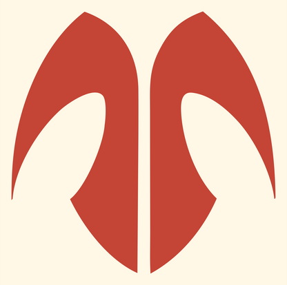 Symmetric Ram Horn Badge #fff8e7/#c44536