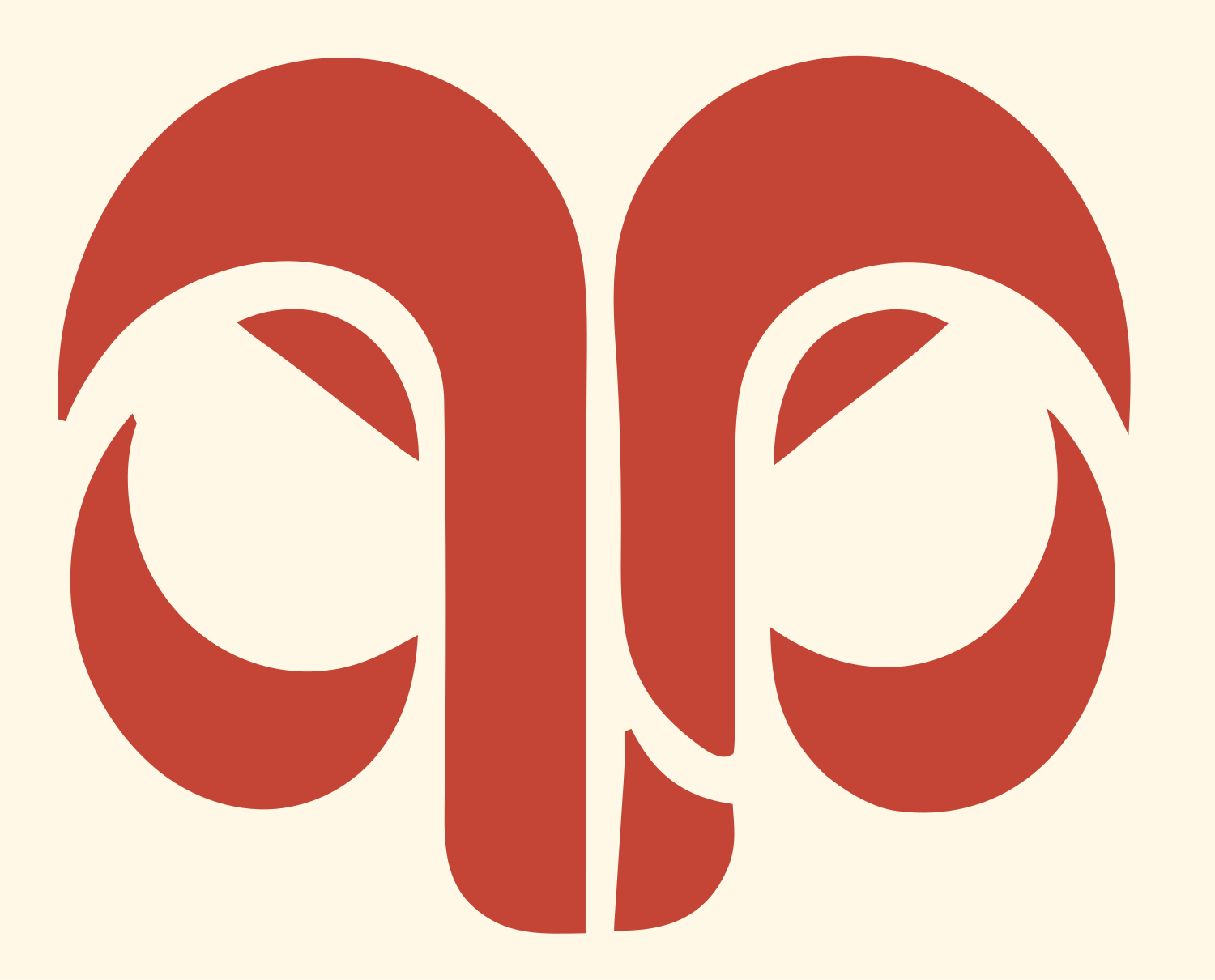 Mirrored Aries Ram Logo #fff8e7/#c44536
