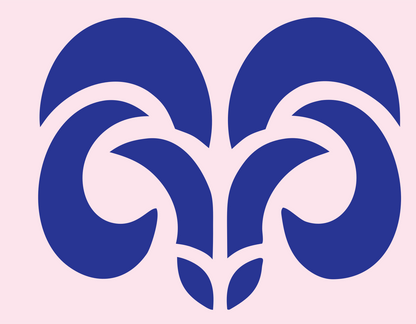 Aries Zodiac Bold Crest #fce4ec/#283593