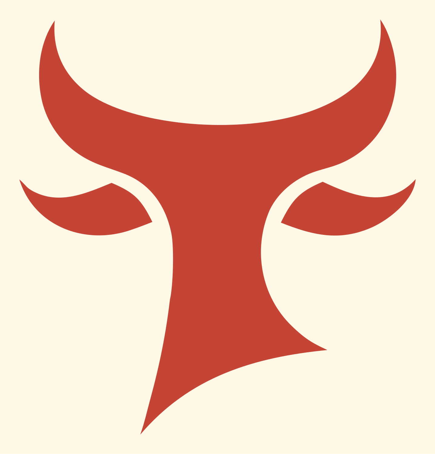 Minimalist Bull Head Icon #fff8e7/#c44536