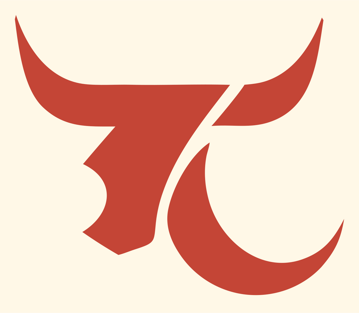 Negative Space Bull Horns Emblem #fff8e7/#c44536